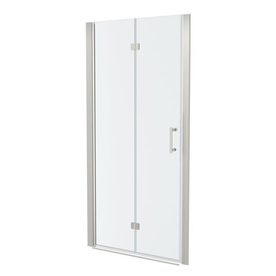 Porte de douche pliante sans cadre 36 po x l 72 po en argent brossé avec verre trempé 1/4 po