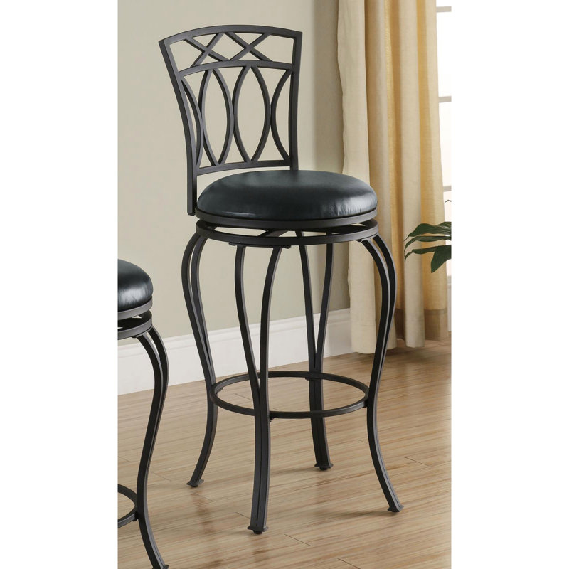 Tabouret de bar pivotant noir avec siège rembourré