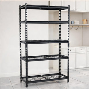 72 x 36 Inch 5-Tier Heavy-Duty Storage Shelving Unit, Boltless Adjustable Steel Construction, Jet Black for Garage and Shed