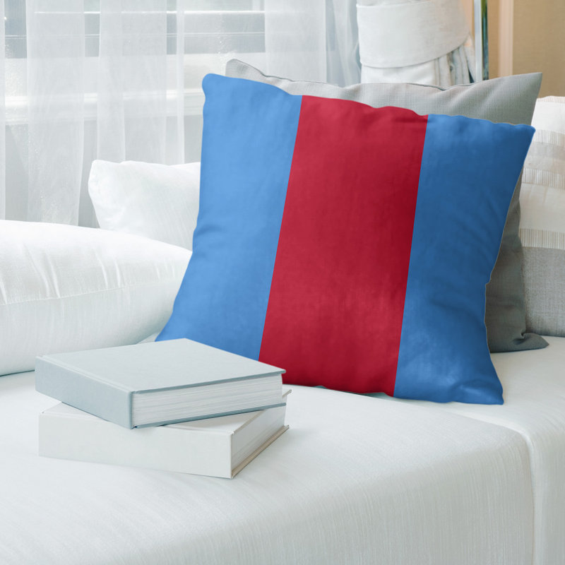 Coussin Football, 20 po x 20 po, Bleu / Rouge, Faux lin