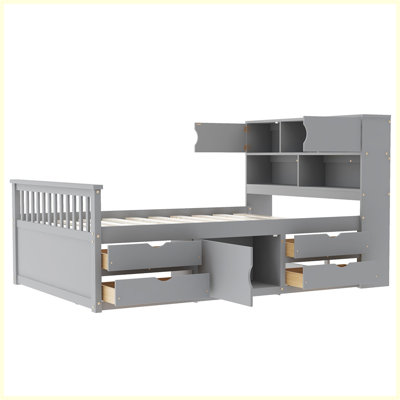 Base de lit plateforme moderne avec bibliothèques de rangement et tablettes