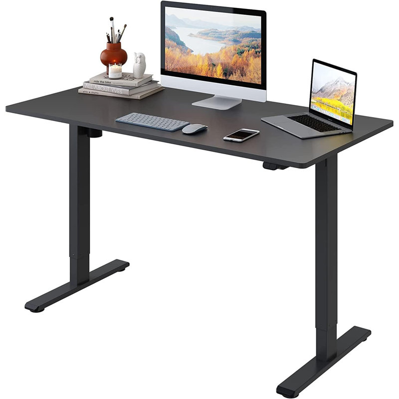 Alvana Adjustable Metal Base Standing Desk, Black, 116cm H x 100cm W x 60cm D, Black