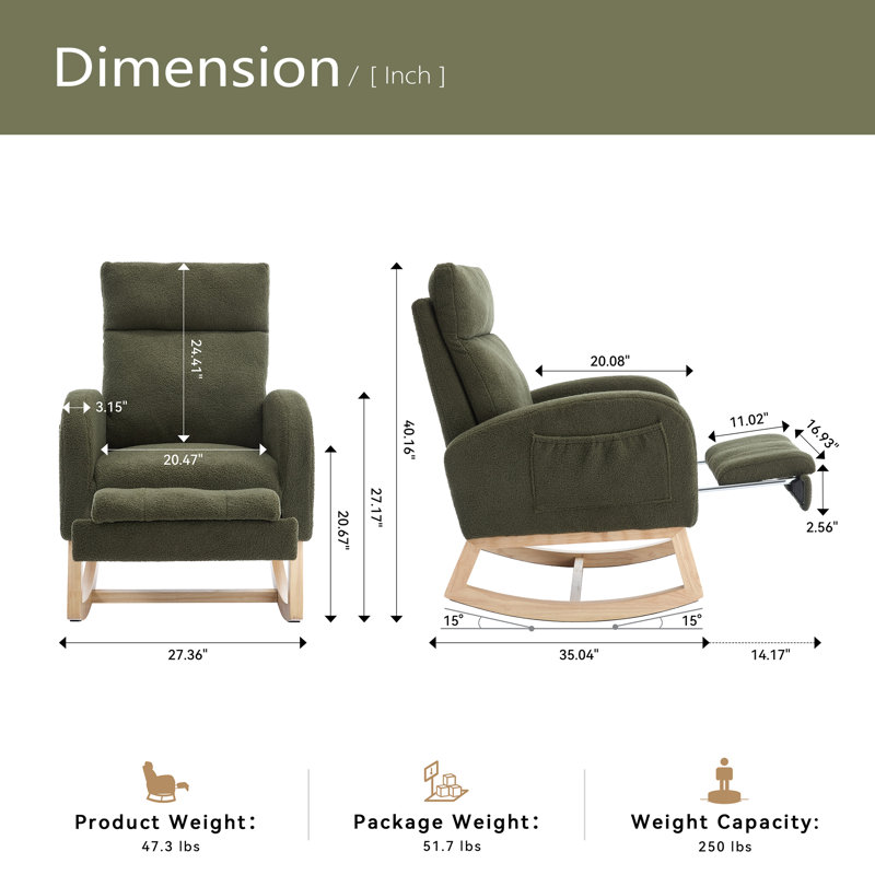 Chaise berçante Teddy, Vert