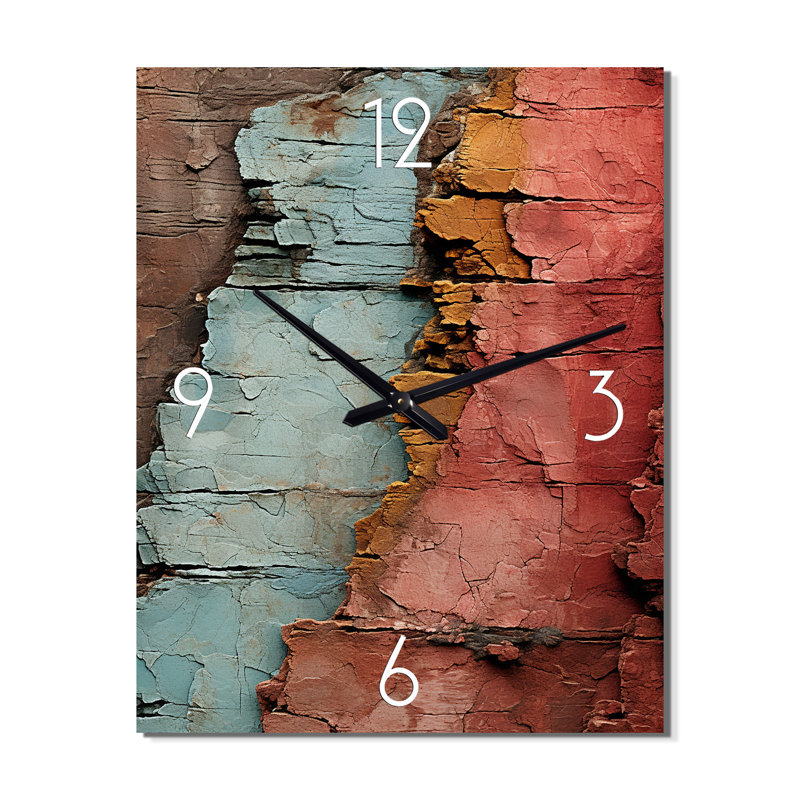 Passage of Time - Bleu et rose - Très grandes horloges murales géométriques modernes, H 32 po x l 24 po x P 1 po