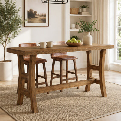 Table de bar 63 po, table de pub en bois massif à hauteur de comptoir pour bistro de cuisine (sans chaise)