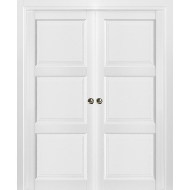 Portes blanches à panneau coulissant Lucia, 60 po x 80 po