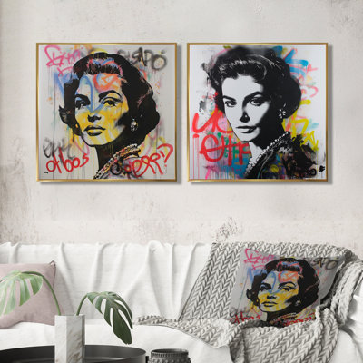 Minimalist Coco Chanel Graffiti Street Art I - Street Art Wall Art - Modern Wall Art Decor Set 2 Piece