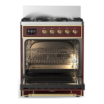 Majestic III Series 30 Inch Dual Fuel Range with 5 Sealed Burners in White (Liquid Propane, Burnished Trim)