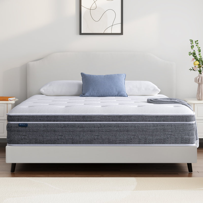 Matelas à ressorts ensachés Alwyn Home Waterloo, couleur claire, moyen, matelas dans une boîte, 14", Double