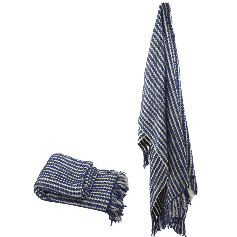 Knitted Throw Blanket, Navy
