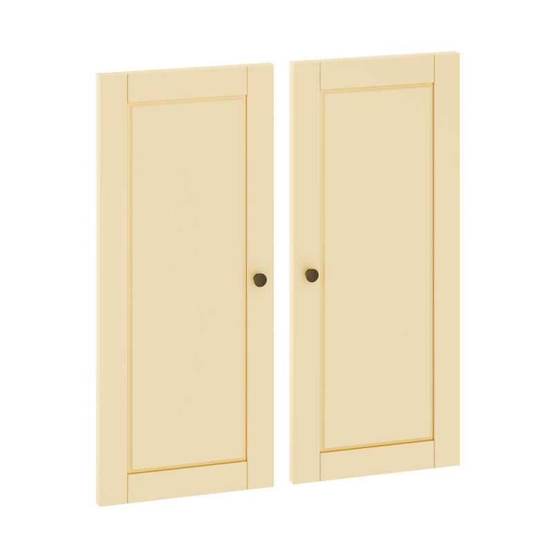 Ensemble de porte double à panneau surélevé 100% bois massif Bryannah, Jaune