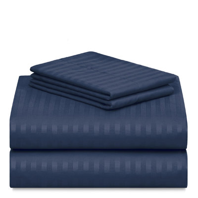 Luxclub 3 PC Navy Striped Twin XL Silky Soft Cooling Extra Deep Pocket Performance Sheet Set