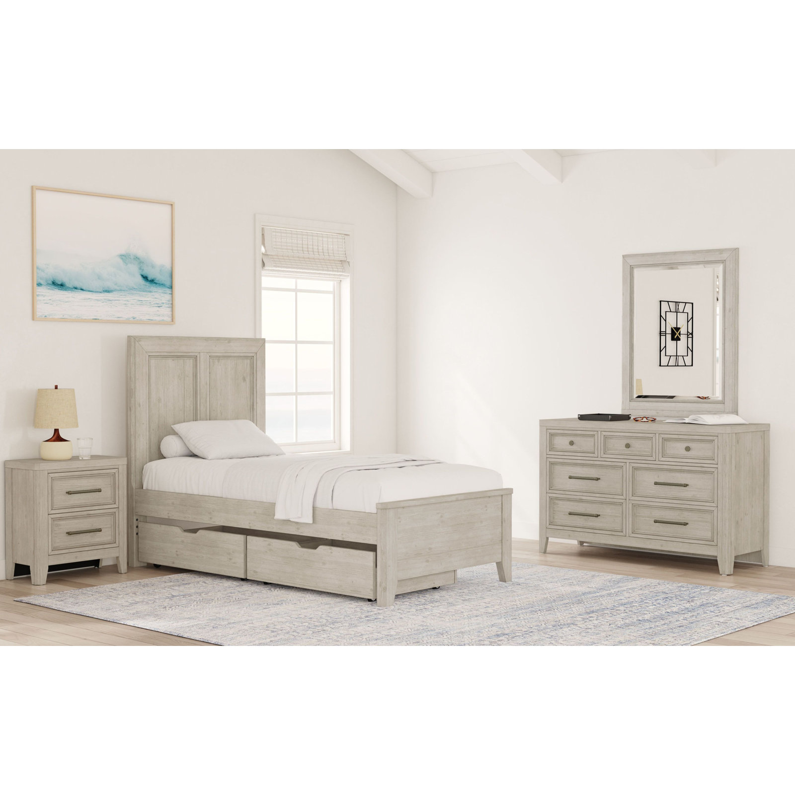 Jemma Solid Wood Nightstand, Washed Linen