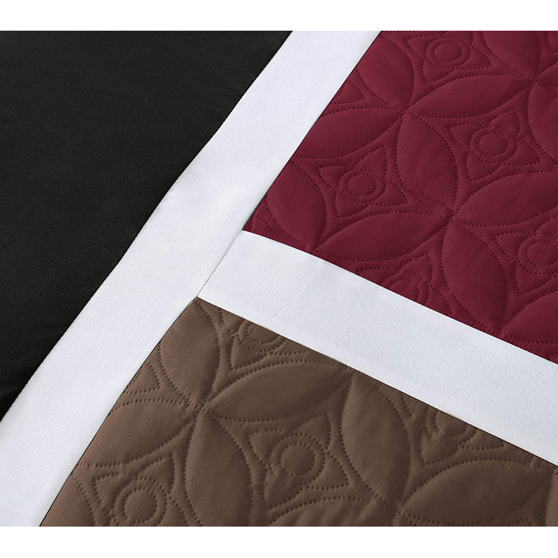 Upland Patchwork 7 Piece Comforter Set, California King Comforter + 6 Additional Pieces, Burgundy
