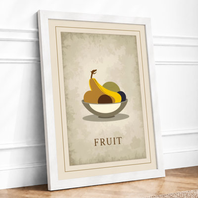 Bananas in Grey Bowl Minimalist - Framed Print