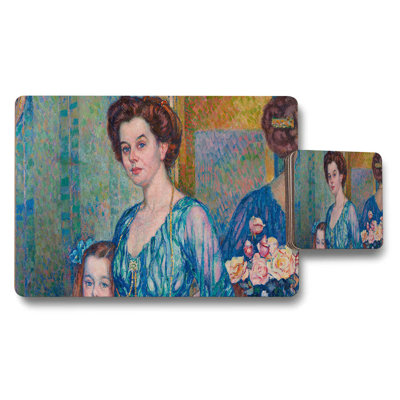 Vintage Market Scene Placemat And Coaster Set With Rustic Artwork
