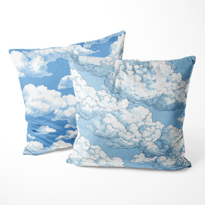 Toile Printed Throw Pillow 2 Pieces - Cloud Toile White Decorative Accent Pillow