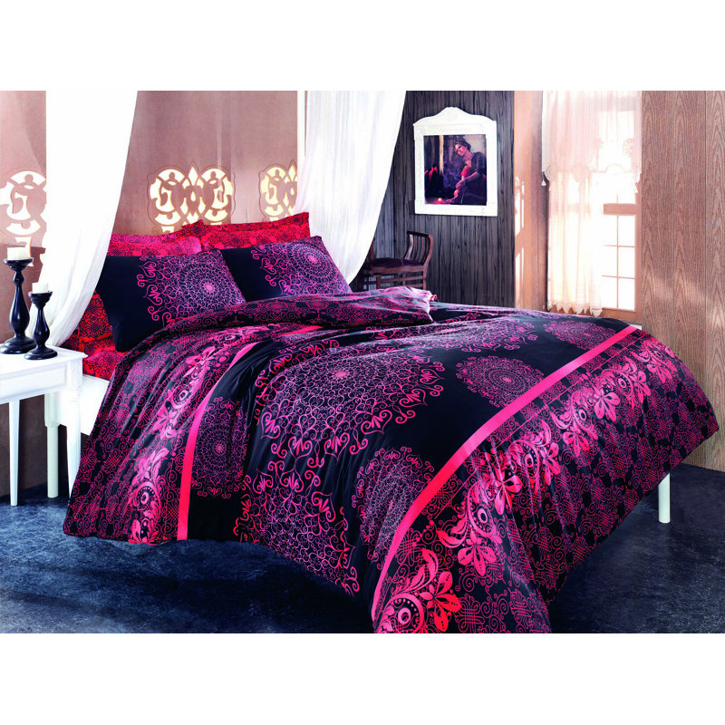 Dabirvaziri 100% Cotton Duvet Cover Set, Full Duvet Cover + 3 Additional Pieces, Red/Blue