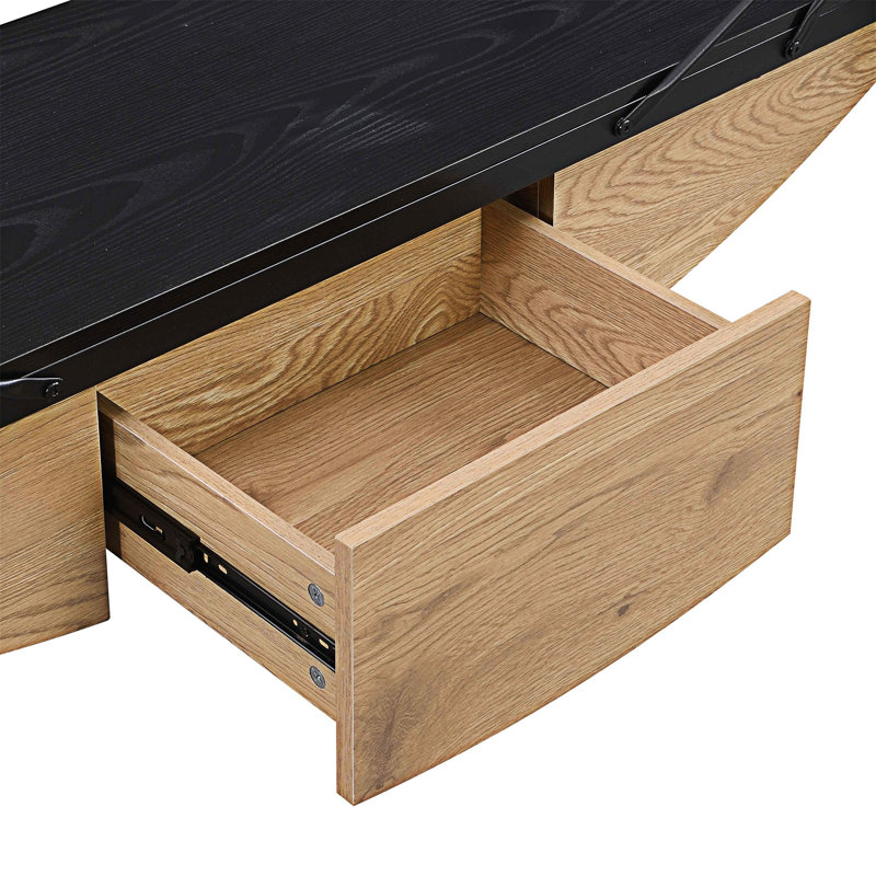 Console multimédia avec tiroir, Noir, Noir