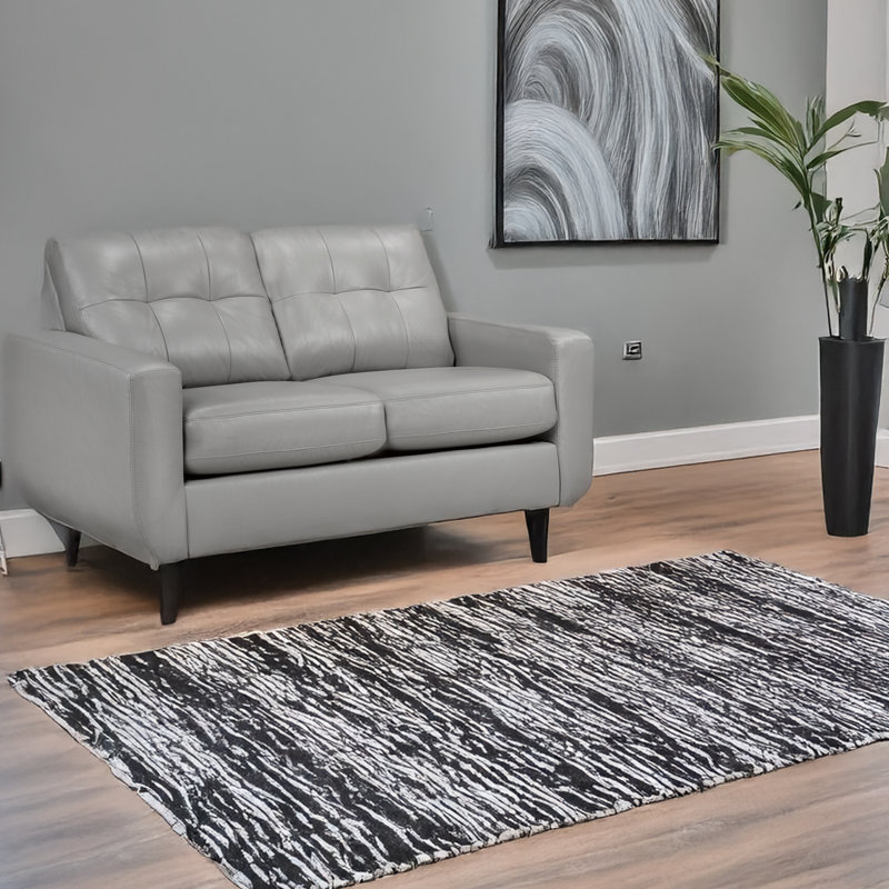 Tiena Leather Loveseat, Gray