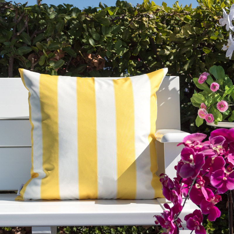 Josephine Striped Outdoor Reversible Throw Pillow, Yellow, 18" x 18"