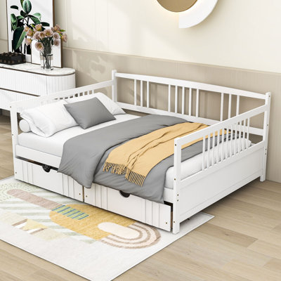 Wooden Daybed with 2 Drawers