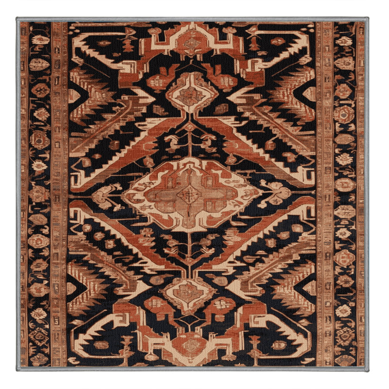 Tapis brun lavable à la machine, Carré 7 pi