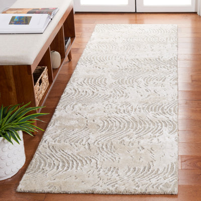 Tapis ivoire / gris en laine et coton touffetés à la main Glamour