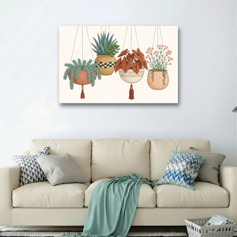 Ensemble de 1 tableau sur toile représentant des plantes suspendues, 24"H x 36"W, Wrapped Canvas