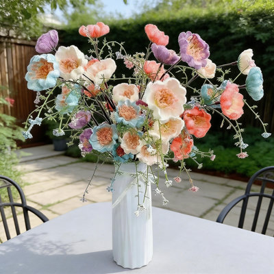 Set Of 8 Simulation Azalea Flowers 23.62" Long Stem Wedding Party Photography DIY Silky Bouquet Artificial Flower Bud, D1