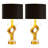 23"  Modern Double Head Gold Table Lamp with USB Charging Ports Dual-Layer Marble Base (set of 2)