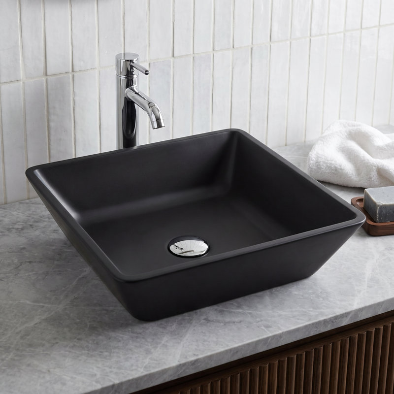 Roma MatteShell™ Glass 16" L 16" W 4" H Square Vessel Bathroom Sink