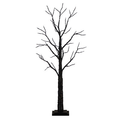 4ft. Pre-Lit Halloween Black Twig Artificial Fall Tree with 240 Orange and Purple LED Lights