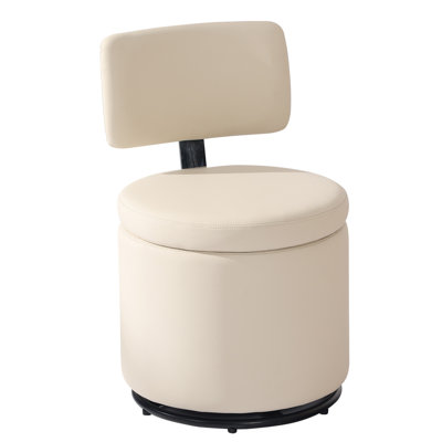 Tabouret de coiffeuse pivotant à 360 ° en similicuir avec rangement, fauteuil de maquillage d'appoint pour chambre à coucher, coiffeuse, salon
