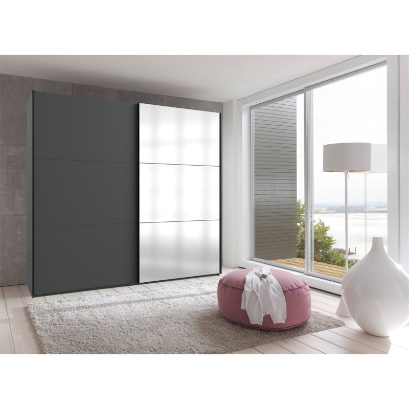 Guardino 2 Door Wardrobe, 216cm H x 250cm W x 65cm D, Graphite