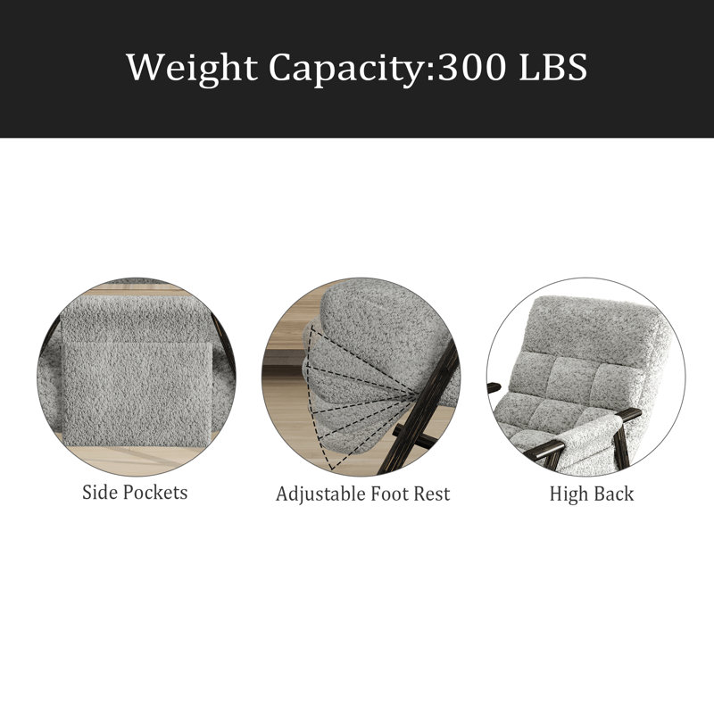 Chaise berçante pliante Casual, Ourson gris