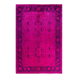 Tapis unique noué à la main Fine Vibrance - rose, 6 pi 1 po x 9 pi 3 po