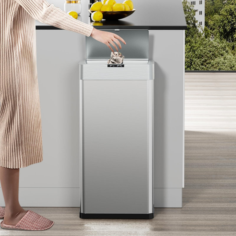 Motion Sensor Stainless Steel Trash Can, Automatic Garbage Bin, Silver, 18.5 Gallons