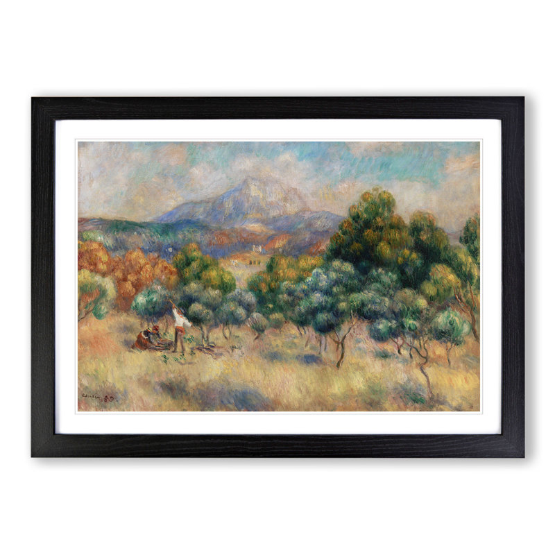 Mount of Sainte-Victoire by Pierre-Auguste Renoir - Picture Frame Painting, 27cm H x 36cm W x 2cm D, Black Framed