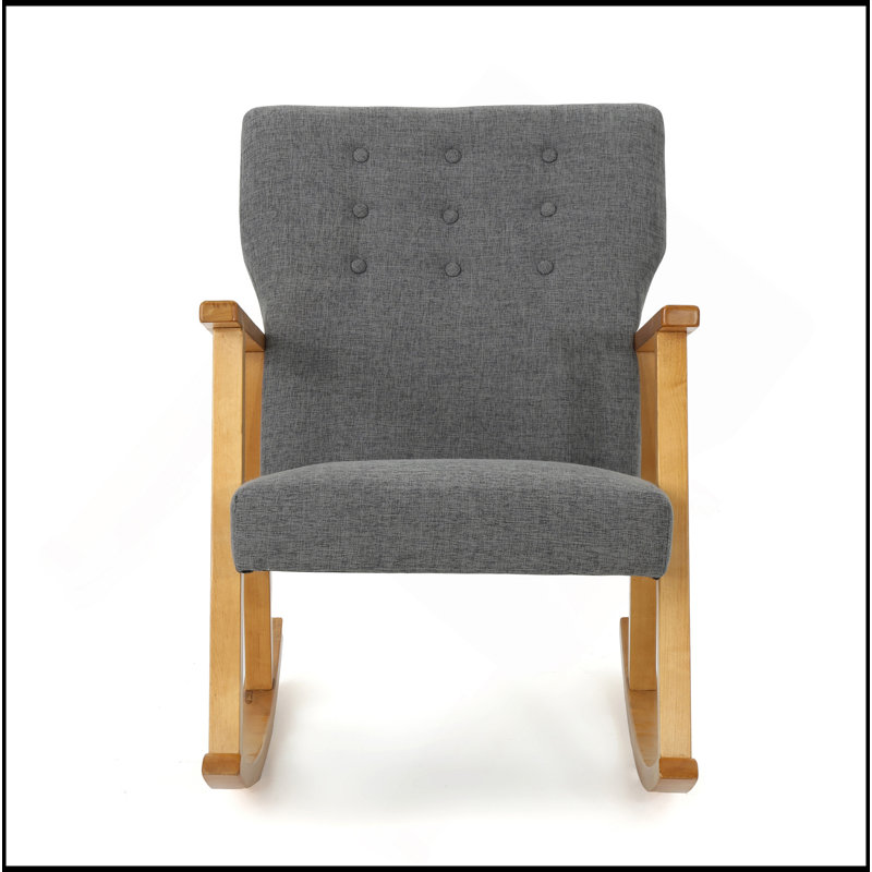 Chaise berçante rembourrée en tissu gris