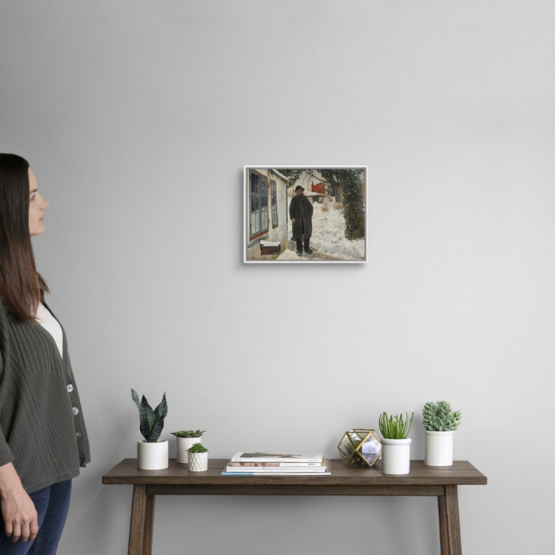 "At the Old House" par Laurits Andersen, reproduction d’art sur toile, Cadre blanc, H 13 po x l 16 po x P 1,75 po