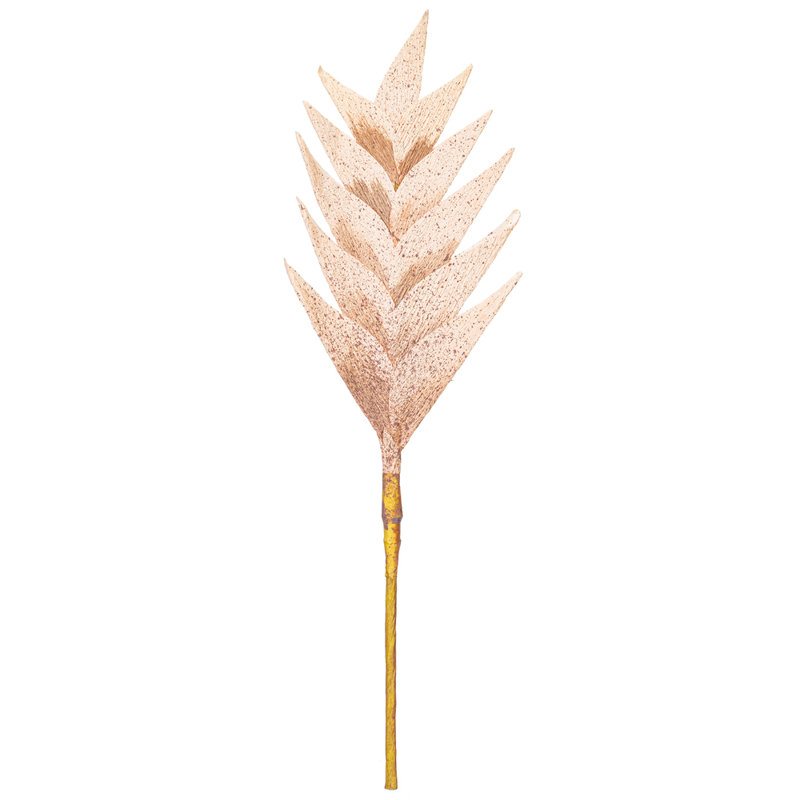 Vickerman 15" Artificial Designer Tulip Palm Stem 6/Bag. Features a paper based palm., Light Brown