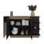 Lumina Modern Kitchen And Bar Counter Table, Freestanding Structure With 2 Door Storage Cabinet, 3 Side Open Shelves And, Spacious Prep Table Countertop