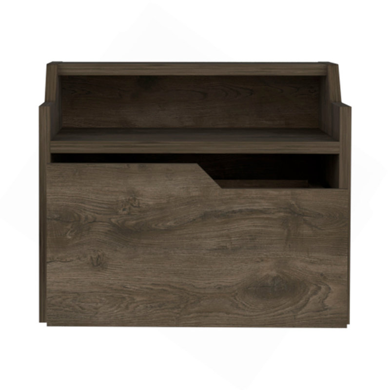Winchester Floating Nightstand, Modern Dual-Tier Design With Spacious Single Drawer Storage, Dark Brown, Dark Brown