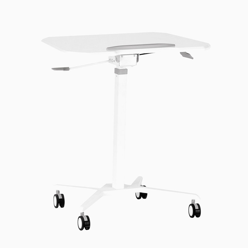 Techni Mobili White Sit To Stand Mobile Laptop Computer Stand With Height Adjustable And Tiltable Tabletop