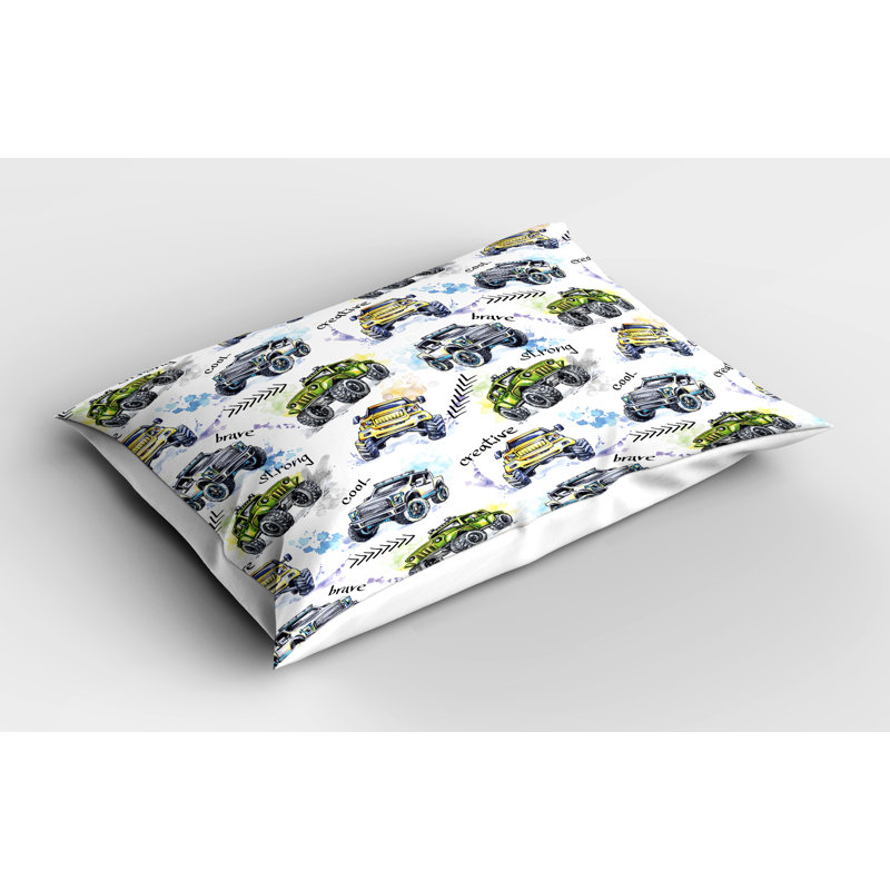 Ensemble de 2 taies décoratives Ambesonne Cars Monster Truck 30 po x 20 po jaune lavande