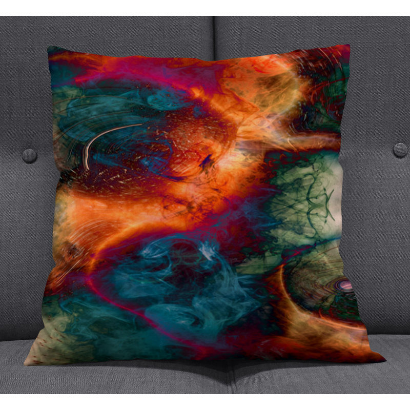 Throw Pillow With Insert, Blue/Red Abstract 8, 18"H x 18"W