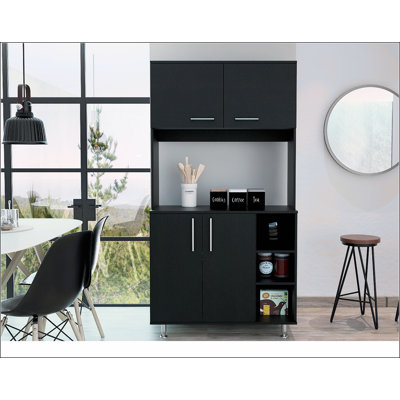 Bayshore 3-Shelf Pantry Cabinet Black Wengue