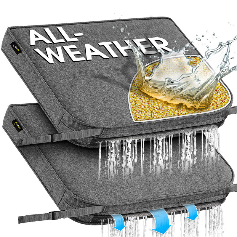 SUNROX All-Weather Outdoor Chair Cushion, Heather Charcoal, 18.5" H x 16" W