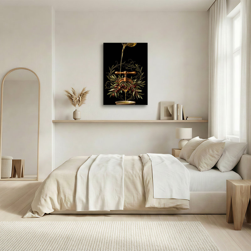 Art sur toile, huile d'olive dorée, H 24 po x l 16 po